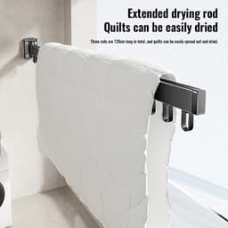 Kledingdroogrek Wandmontage Opvouwbaar – Aluminium – 18 Haken – Balkon & Badkamer — thumbnail 5