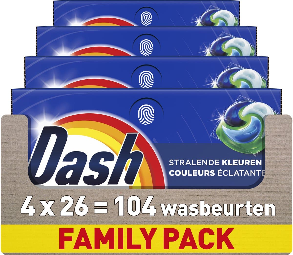 Dash Wasmiddel Pods® - Stralende Kleuren - 4 x 26 Wassen — afbeelding 1