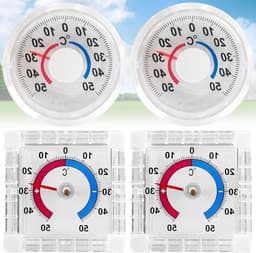 Set van 4 Zelfklevende Venster- en Deurthermometers voor Buiten, Transparante Analoge Thermometer, Weerbestendige Temperatuurmeter — thumbnail 1
