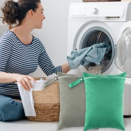 2 Stuks Waterdichte Waszakken voor Reizen, Grote Nat Bag voor Zwemkleding en Vuil Wasgoed 30 x 40 cm (Grijs/Groen) — thumbnail 2