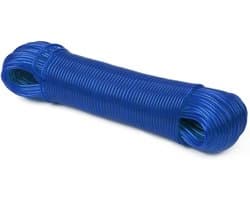 Waslijn Staal - Droog Touw PVC - Kleding Drogen Buiten - Sterke Staal Kern - 50 meter - Blauw
