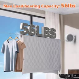 Intrekbare Waslijn - Opvouwbare Drooglijn - Kleding Drogen - Anti-slip Drooggaten - 415 cm - Wit — thumbnail 4