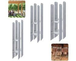 Paaldrager H-anker - Houtverbinder Betonanker - Zware Houtconstructies - Thermisch Verzinkt Staal - 600mm Hoog 81mm Breed - Metaal