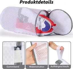 Schoenwaszak, 2 stuks, herbruikbare schoenenzakken, wasmachine met ritssluiting, 20 x 35 cm, duurzame sneakers, schoenen, waszak, voor alle soorten schoenen en maten (wit) — thumbnail 5