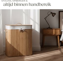tectake® Robuuste Bamboe Wasmand - Opvouwbaar Met Deksel En Uitneembare Waszak - Verschillende Modellen - (100L Naturel - Rechthoek) — thumbnail 4