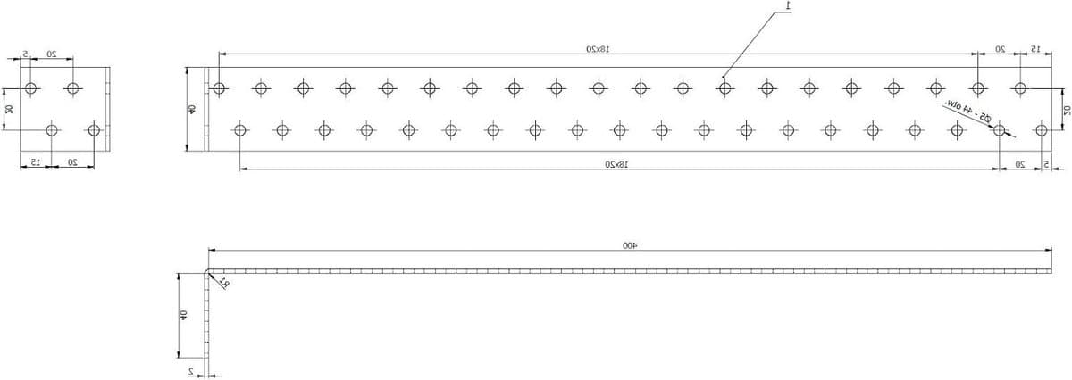 Stalen Anker - Hoekconnector Bevestiging - Stevig Monteren - Geperforeerde Plaat - 400 x 40 mm - Zilver — afbeelding 1