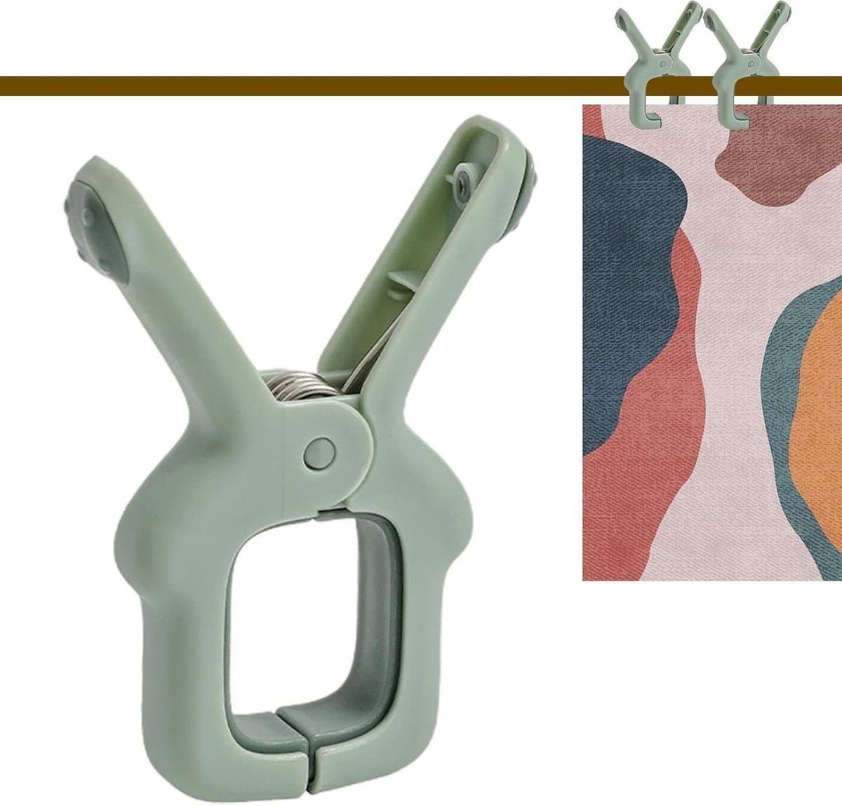 Grote Kledingspelden - Wasknijpers Klemmen - Kleding Drogen - Krachtig Winddicht - 5.5 cm Opening - Wit Groen — afbeelding 1