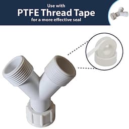 Dubbele wasmachine Y-connector | BSP 3/4 inch | Kraanverdeler voor 2 apparaten | Wit kunststof | Eenvoudige installatie — thumbnail 4