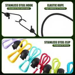 2-pack waslijn - draagbare waslijn - campingwaslijn - inclusief 12 wasknijpers - kampeeraccessoires Reiswaslijn - intrekbare elastische waslijn - voor buiten binnenshuis - voor campers, hotelkamers - zwart - 1.8m — thumbnail 5