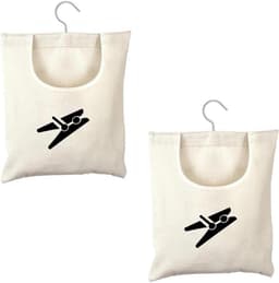 Opbergtas Wasknijpers - Knijperhouder Mandje - Wasknijpers Organiseren - Duurzaam Canvas Materiaal - 32 x 28 cm - Wit — thumbnail 1