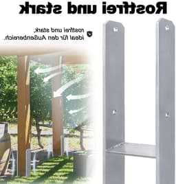 H-Post Steun H-Anker Set van Roestvrij Staal voor Buiten, Vaste Installaties, 91 x 600 mm, 5 mm Dikte, 6 Stuks, Duurzaam en Weerbestendig — thumbnail 2