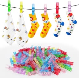 Dailygoody - Mini Transparante Clips - Perfect voor Foto's Hangen - 110 Stuks - Meerkleurig - Ideaal voor DIY Decoratie - Kunststof Klemmen voor Creat... — thumbnail 1