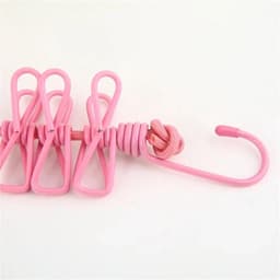 Waslijn met clips - Drogrek draagbaar - Kleding drogen - Intrekbaar ontwerp - 1 meter - Roze — thumbnail 4