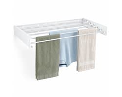 Home&Garden Wanddroogrek Inklapbaar 100 cm Wit - 6 Meter Drooglengte - Wasrek Hangend - Wandmontage voor Binnen en Buiten