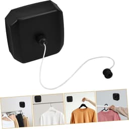 Intrekbare Waslijn - Drooglijn Kleding - Kleding Drogen - Roestvrij Staal - 9 cm - Zwart — thumbnail 2