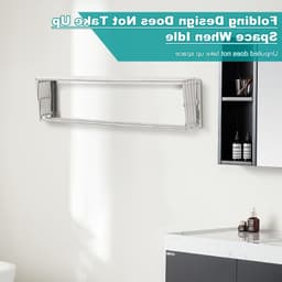 Opvouwbare Wanddroger met 7 Stangen voor Binnen en Buiten, Ideaal voor Badkamer en Balkon, Roestvrij Staal — thumbnail 4