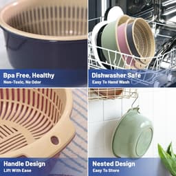 Dailygoods- Wasmand Dubbellaags - Keuken Zeef - Vergiet Kom - Ruimtebesparend - Hittebestendig - Handgrepen — thumbnail 2