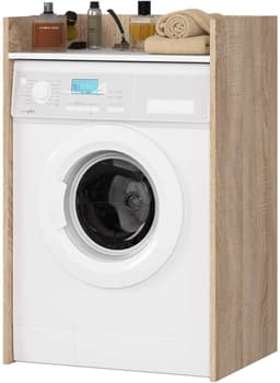 JOYNEXTBUY - Wasmachinekast Sonoma Eiken/Wit – Wasmachine Ombouw & Opbergplank – 64x50x98cm – Badkamerkast Wasruimte & Wasmachine — thumbnail 2
