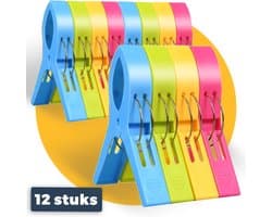 Pasper Badlaken Knijpers - 12 stuks - Grote knijpers in vrolijke kleuren voor strandlaken — afbeelding 1