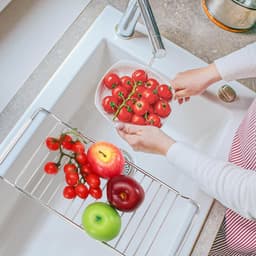 Verstelbaar Droogrek voor de Gootsteen van RVS, Keuken Organizer voor Spons en Afwas, Ruimtebesparende Opbergoplossing — thumbnail 5