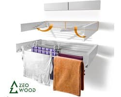 Zeo Wood® - Wanddroogrek Inklapbaar 100 cm - 6 m Drooglengte Wit