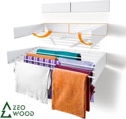 Wanddroogrek Inklapbaar 120 cm - 8.4 m Drooglengte Wit — thumbnail 1