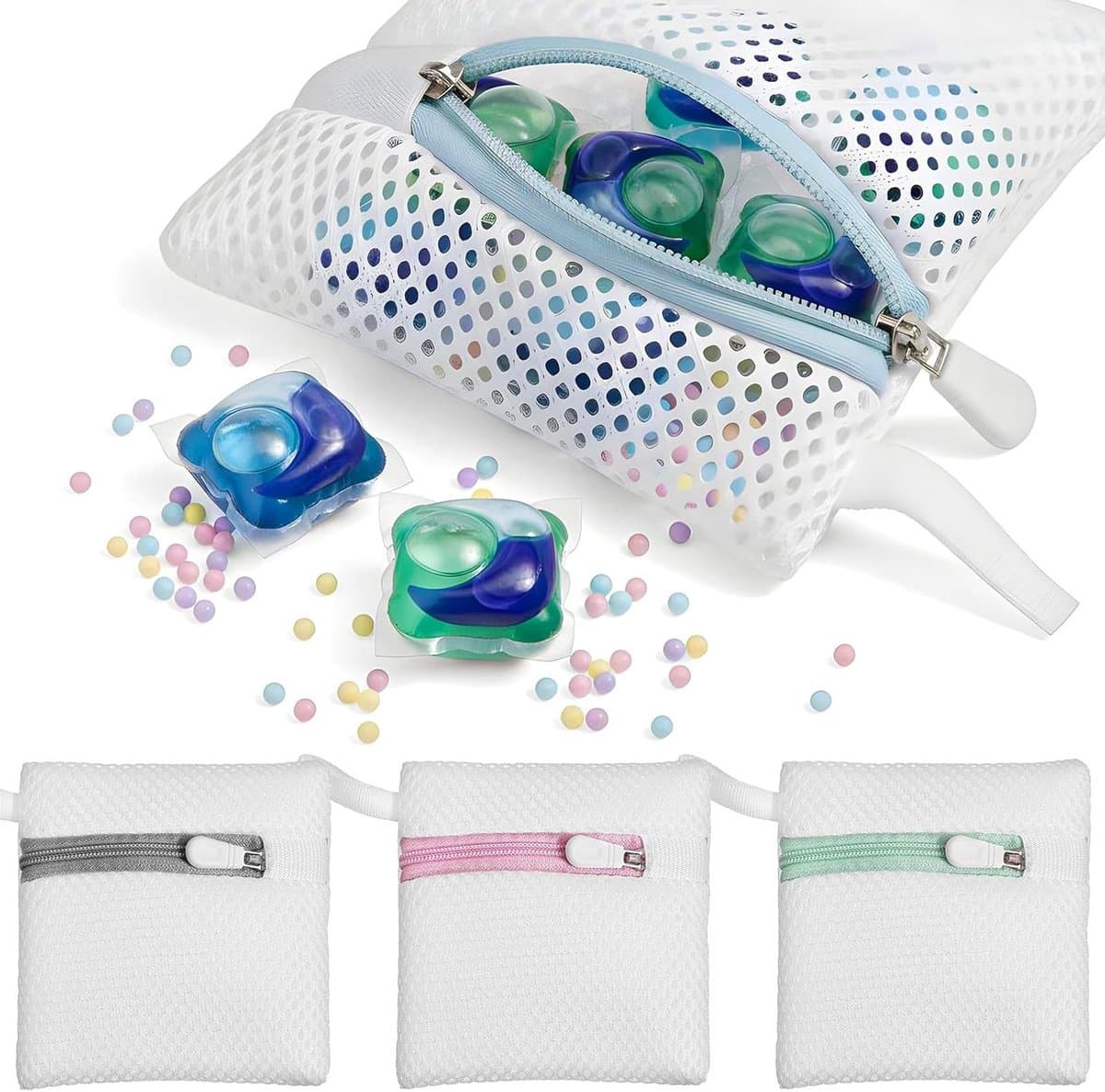 4 Stuks Kleine Mesh Waszakken, Duurzame Polyester Opbergzakken voor Geurige Parels, Reiswas Organizer, Bescherming voor Delicate Kleding — afbeelding 1