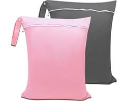 Set van 2 Waterdichte Waszakken voor Reizen, Herbruikbare Droog-Nat Tas met Rits en Handvat, Ideaal voor Zwemmen, Gym en Vakantie, 48 x 38 cm