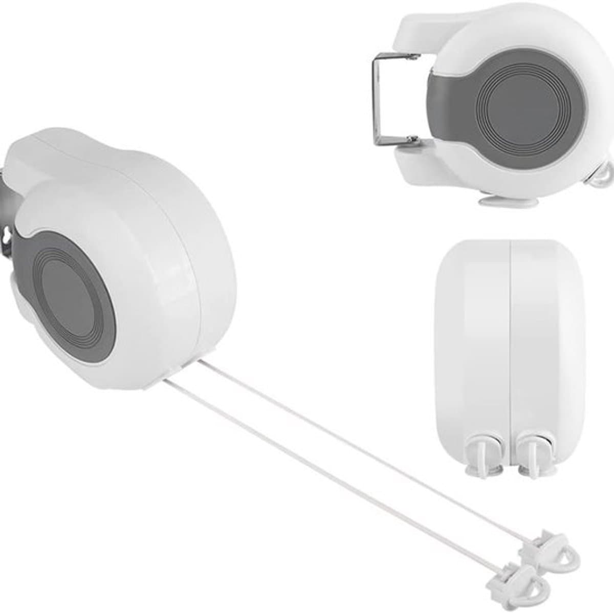 Dailygoods - Intrekbare Waslijn - Kledinglijn voor Binnen en Buiten - Ruimtebesparend Ontwerp - Wit - Drooglijn voor Balkon en Tuin - Geschikt voor Kl... — afbeelding 1