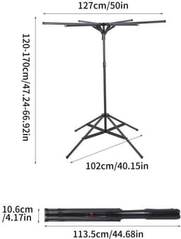 6-Arm Metalen Stang Gemaakte Kleding Droogrek, Opvouwbaar Kledingrek, Hoogte En Breedte Verstelbaar, voor Binnen- En Buitengebruik, Laadvermogen 35-40Kg, met 20 Winddichte Haken En 2 Sokkensluiters, Ruimtebesparend Ontwerp, Stevig En Duurzaam — thumbnail 3