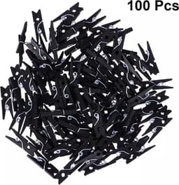 Mini Wasknijpers - 100 stuks - 3cm - Hout - Zwart — thumbnail 1