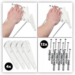 KADAX Wandwasdroger 60 cm, droogrek voor wandmontage, uittrekbare, ruimtebesparende droger voor handdoeken, inklapbare drooglijn met 6 sporten — thumbnail 3
