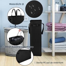 QTTVBTNA -Smalle Wasmand 45L – Opvouwbare Waszak met Handvatten – Slanke Wasmand voor Vuile Kleding – Ruimtebesparende Opbergmand, Lichtgewicht en Duurzaam (Zwart) — thumbnail 4