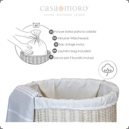 Wasmand met deksel – Rieten wasmand – 50 l – Opbergmand — thumbnail 4