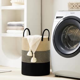 Wasmand, gevlochten wasverzamelaar, speelgoed opbergmand met handvat, handgemaakt, van katoen — thumbnail 2