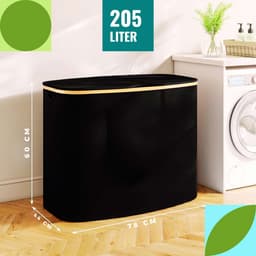 SolVva Wasmand 3 vakken - 205L – Wassorteerder met 3 vakken – Inclusief 4 Waszakken + Schoenenwaszak – Was sorteren - Extra grote capaciteit voor gescheiden was — thumbnail 2