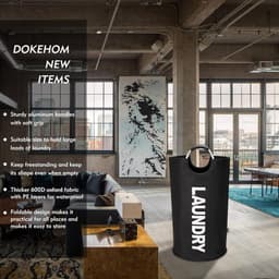 Opvouwbare grote wasmand - wasmand - Waszak met grote capaciteit van 80 liter - Waterdichte draagbare opbergmand voor vuile was - Geschikt voor thuis/studentenkamer/badkamer — thumbnail 4