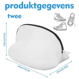 Peysaitr - Waszak - Wasschoenen zakken - Met zwart rits - bescherming - wasmachine - reisopberger - ademend net - wit - 42x24x24cm - 2 stuks — thumbnail 5