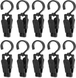 Wasknijpers - Knijpers - Met haak - Anti slip - Speciaal type - Mat zwart - Droogrek knijpers - 360 graden draaibaar - Wasrek knijpers - Binnen en buiten-10stuks — thumbnail 1