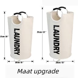 1 stuk - waszak - opbergmand voor vuile was, opvouwbare badkamer opbergemmer met grote inhoud, mand voor vuile was - beige — thumbnail 3