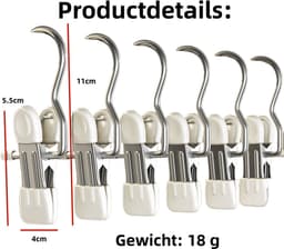 12 stuks - Wasknijpers - kledinghangers - Broekenknijpers - Roestvrijstalen knijpers - Sokkenknijpers - Geschikt voor huishoudelijk gebruik om kleding en sokken te drogen, losse knijpers - Wit — thumbnail 5