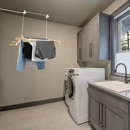 Verschuifbare Plafond Kledingdroger met Katrol 6 Latten 2.4m Ivoor - Ruimtebesparend Design voor Gemakkelijk Drogen — thumbnail 5