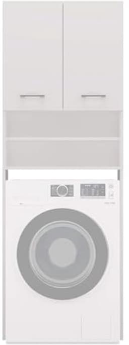 Wasmachinekast voor Badkamer en Wasruimte - Ruimtebesparende Hoge Kast (Wit) — thumbnail 3