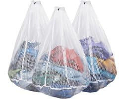 3 Waszak - Waszakken -geschikt voor wasmachine was en opbergzakken - met trekkoord - grofmazig (50x60 cm) — afbeelding 1