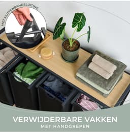 DnA® Wasmand 4 Vakken - Wasmand - Wassorteerder - Zwart - 36cm x 111cm x 73cm — thumbnail 4