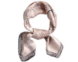Sjaaltje - Scarf- Accessories - Dames- Bandana's- Halsdoek - Imitatie Zijde - Roos - Khaki
