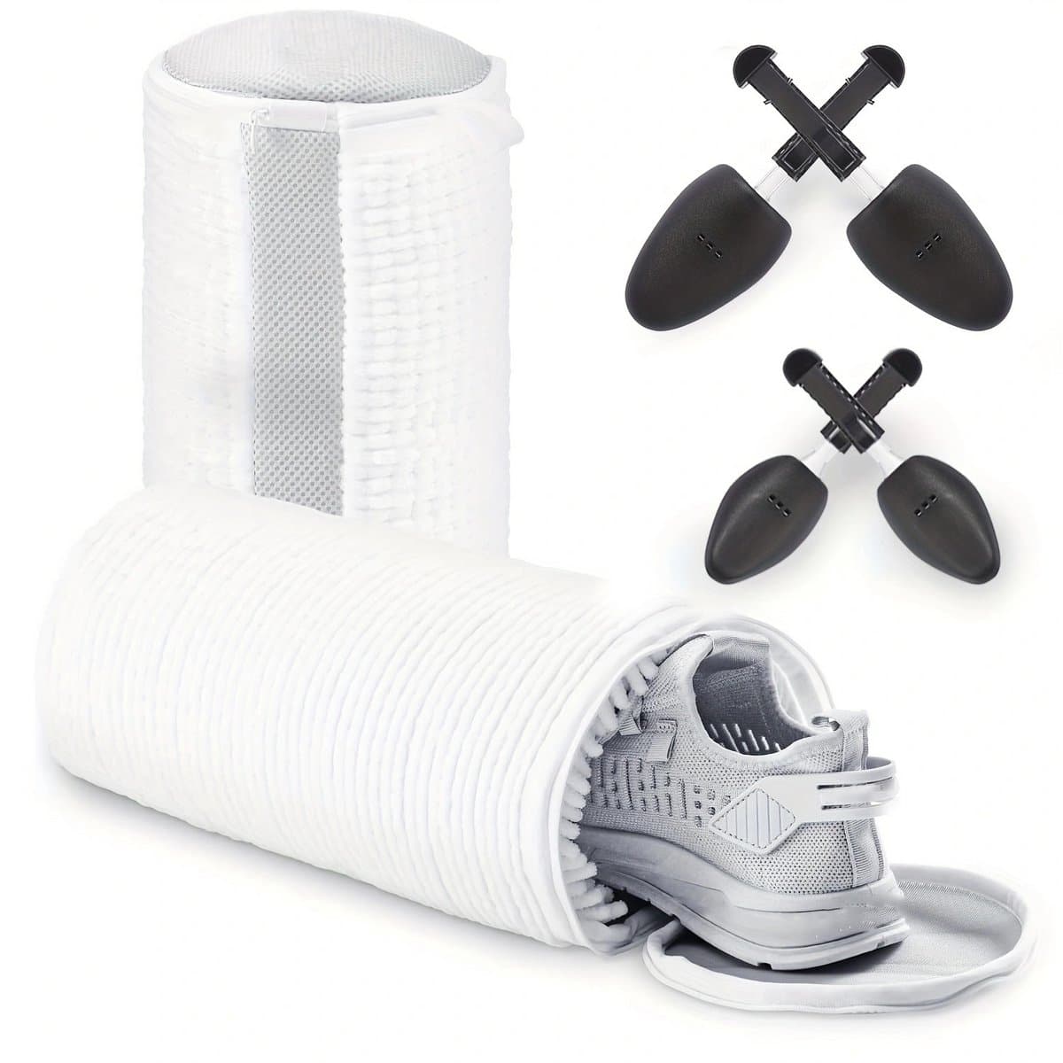 2 stuks Waszak Schoenen - Schoenenwaszak - 360° Uitgebreide Reiniging - Wasnet Voor Schoenen - met 2 Paar Schoenspanners - Schoenwaszak voor Sport, Witte Schoenen — afbeelding 1