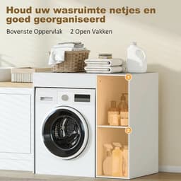 Wasmachine rek - Ombouw - Kast - Opbouwmeubel - Verhoger - Wasmachine meubel - Opbergkast - Ijzer - Wit — thumbnail 3