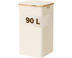 ACAZA Wasmand Met Deksel - 90 L - Bamboe - 42 x 32 x 70,5 cm - Beige — afbeelding 1