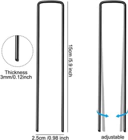 Grondankers U-vormig 150 mm - Galvanische Stalen Bodemhaken voor Onkruiddoek, Grondfleece, Kunstgras, Netten en Afwerking — thumbnail 5